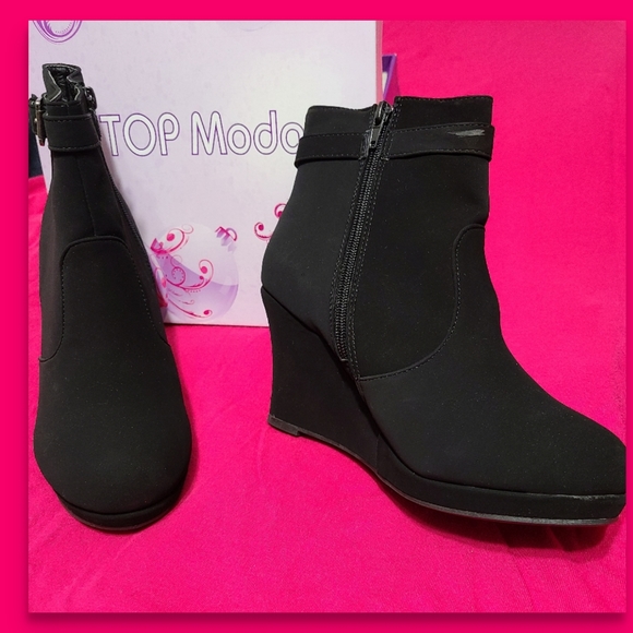 Top Moda Stud Bucked Strap Nubuck Booties - Picture 8 of 15